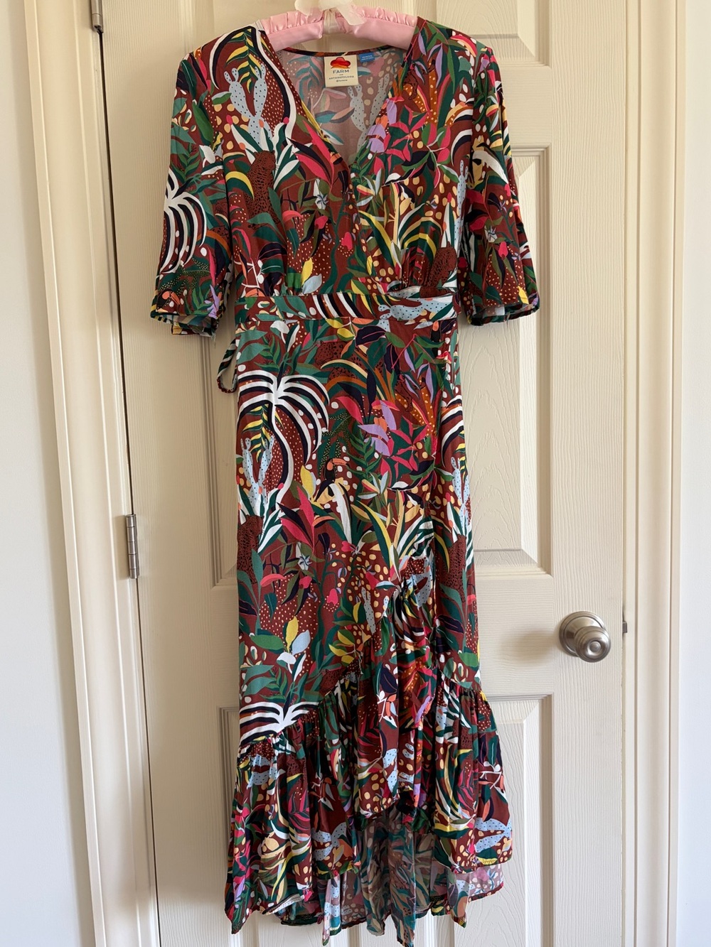 Farm Rio for Anthropology Printed Wrap-Style Midi Dress in Multicolor Women XS